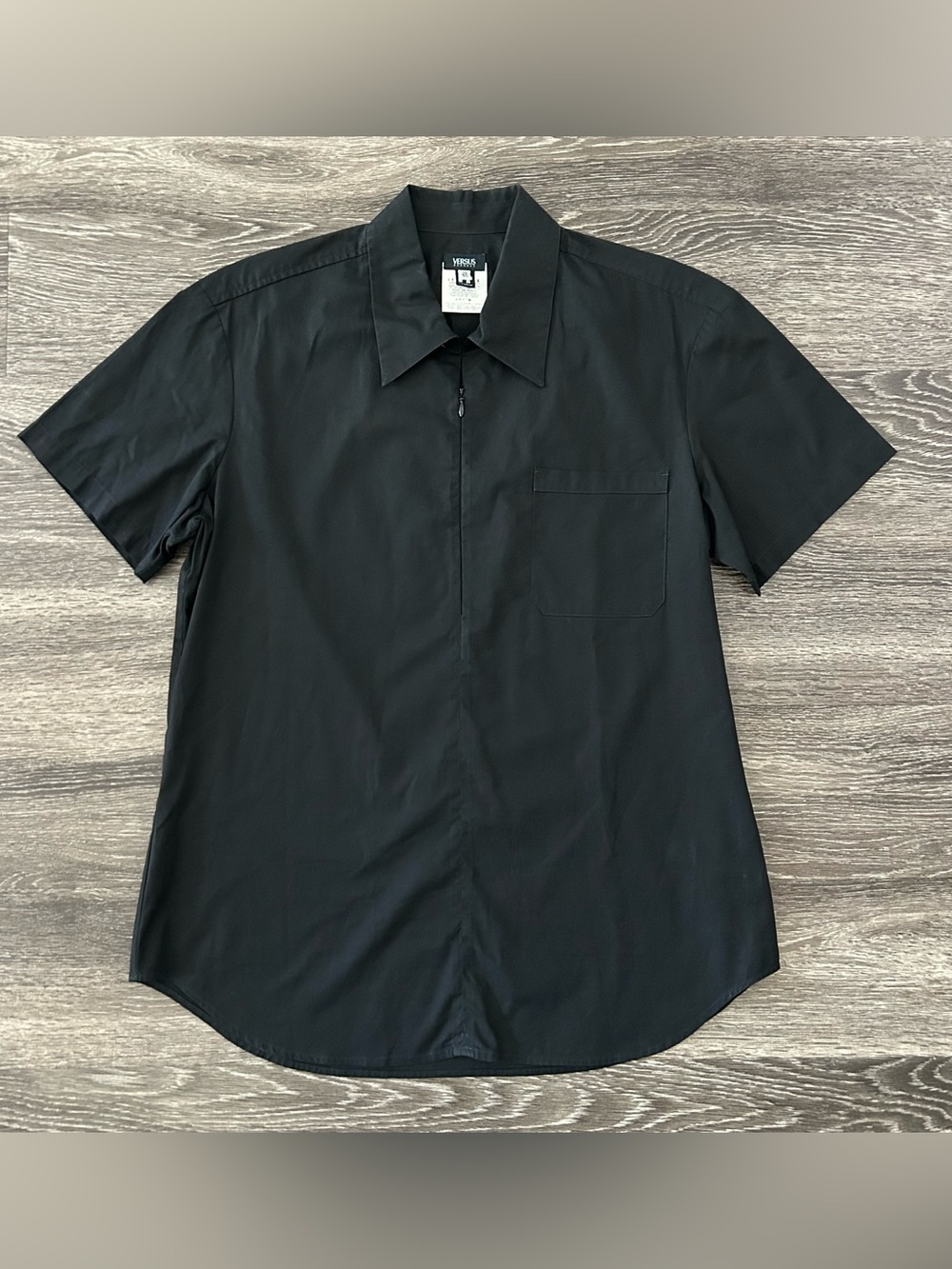 Versus Versace Black Half Zip Collared Short Sleeve Shirt Men’s 36/50 Italy Made